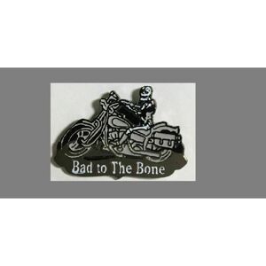 Bad to the BONE Skeleton Motorcycle Rider Vest,Hat Pin- NOS